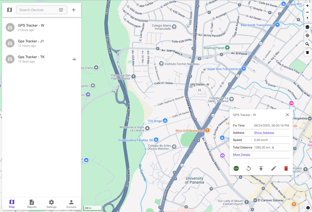 Dashboard de Geotrack360 en escritorio