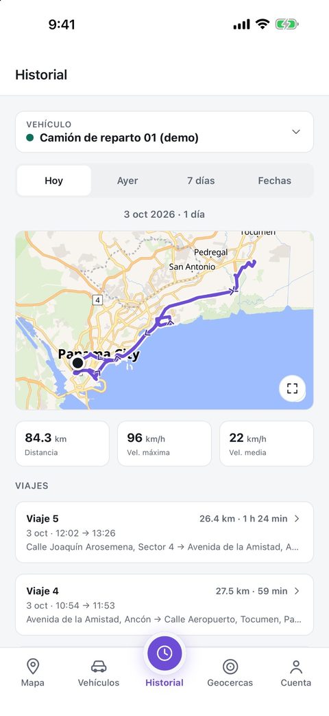 Historial de recorridos